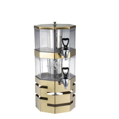 China Stainless Steel+Plastic Buffet Wares 2 Tier Layer Frozen Beverage Dispenser Stainless Steel+Plastic Juice Dispenser for sale