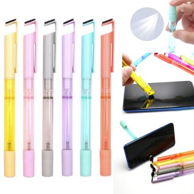 China Promotional Multi Functional Hand Sanitizer Spray Pen Empty Refil Bollpoint Pen With Mobile Phone Holder for sale