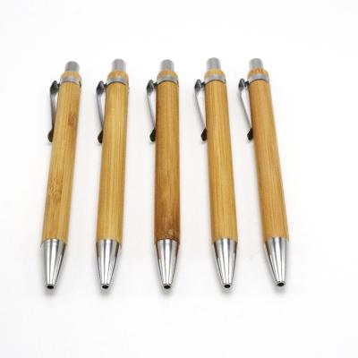 China Pen Factory Direct Promotional 1.0MM Logo Custom Made Wooden Color Click Eco-Friendly Bamboo Ballpoint Pen for sale