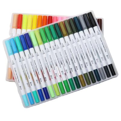 China PP Plastic 36 Color Nylon Double Tip Watercolor Brush Suction Art Marker Pen Set With Custom Logo for sale