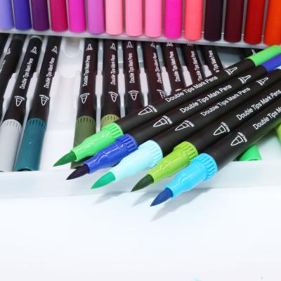 China Plastic Custom Logo 12 pp 36 48 80 Colors Dual Tip Watercolor Brush Art Marker Pen Set With Dual Tip for sale