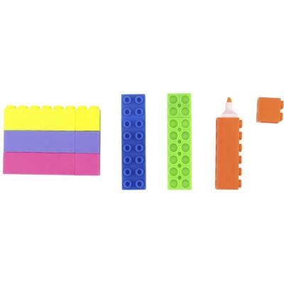 China Business Gifts Pen Building Blocks Creative Shaped Mini Building Bricks Bulk Marker Set Multi Color Gel Highlighter Pen for sale