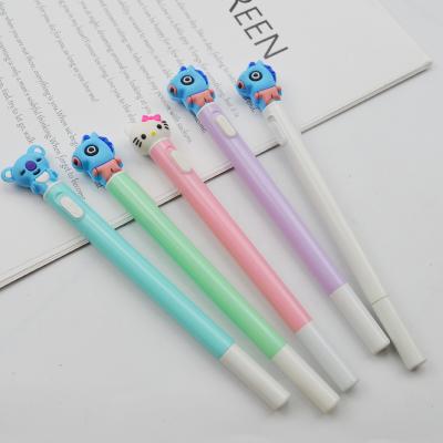 China Custom Logo Cute Cartoon Animal Shape Normal Decoration Gel Rubber Black Ink Plastic Pen for sale