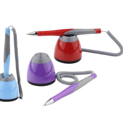 China Promotional Pen table counter promotional pen sticking twist ball pen uni-ball desk pen for bank post office for sale