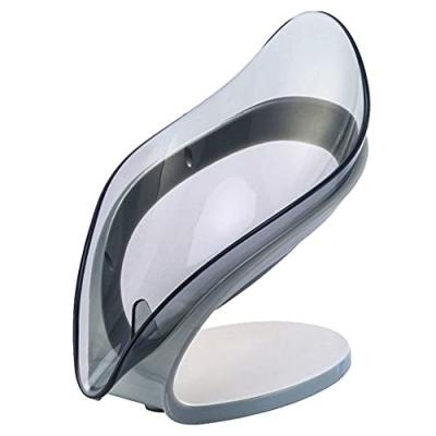 China Leaf Shape Soap Holder Soap Dish Sustainable Suction With Tray For Bathroom Kitchen for sale