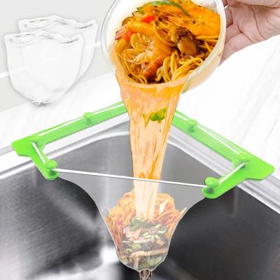 China Sustainable Triangle Sink Corner Strainer With Hanging 100 Filter Bag Oats Drain Rack For Kitchen Scraps for sale