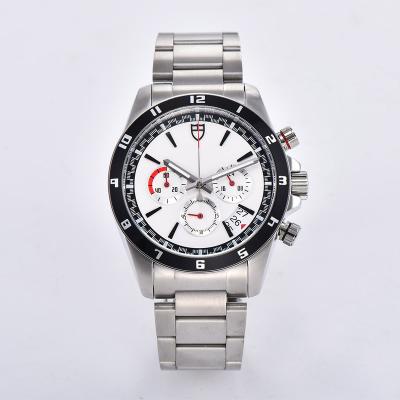 China Chronograph Watch Men's VK63 Quartz Battery Movement VK63 Quartz Battery Movement MARINA Hands Luminous Sterile Mineral Glass D10 Stainless Steel 43mm for sale