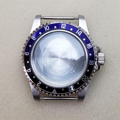 China Retro Watch Case 39.5mm Silver Steel GMT Acrylic Aluminum Bezel Suitable for Japanese NH35 and NH36 Movements N2 1297-6 for sale