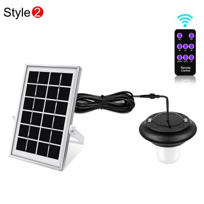 China Fashion residential black shell white light solar lamp indoor and outdoor remote control solar waterproof chandelier for sale