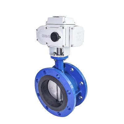 China COVNA General 110V 220V 24V 12V 12 Inch 10 Inch Carbon Steel Double Flange Electric Actuator Butterfly Valve for sale