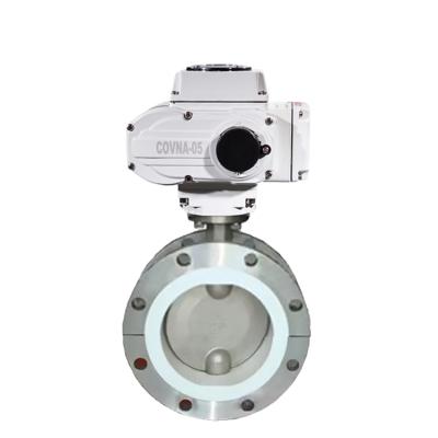 China General 220V 230V 240V DN100 4 Inch Stainless Steel PTFE Electric Powder Rotary Flange Double Butterfly Valve for sale