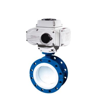 China General COVNA Motorized HVAC PTFE Flanged Line Electric Actuator Valves Anti - Corrosion Butterfly Valves for sale