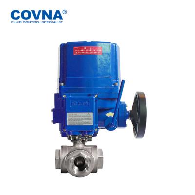 China COVNA Ball Valve DN15 12V General Electric Explosion Proof Stainless Steel Motorized 3Way Ball Valve for sale