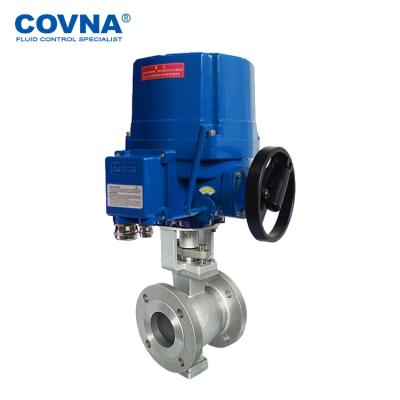 China General COVN Motorized Valve Explosion Proof Stainless Steel 1/4 Port Electric Ball Valve V for sale