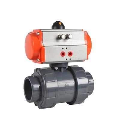 China General Ball Valve Actuated Double Genuine Unions UPVC PVC Air Actuator Pneumatic Plastic Actuator Ball Valve for sale