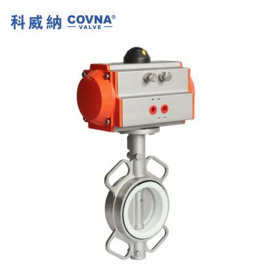 China COVNA General Air Operated Valve Epdm Or PTFE Cast Wafer DN80 3inch Stainless Steel Pneumatic Butterfly Valve For Cement for sale