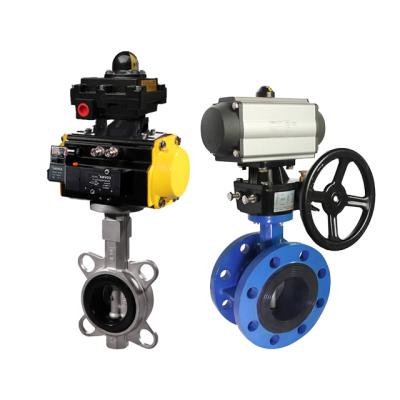 China COVNA General Acting Dual Gearbox Switch Box Actuator Wafer or Flanged Butterfly Valve with Pneumatic Actuator for sale