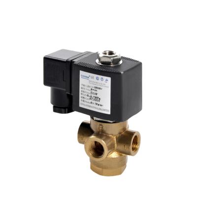 China 12V General Direct Acting Brass 1/4 3 Way Gas Solenoid Valve For Oil Water Air for sale