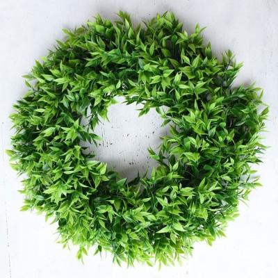 China Wedding Artificial Wreath Wholesale Wedding Christmas Door Knocker Home Decoration Blue Plastic Grass Wreath Spring for sale