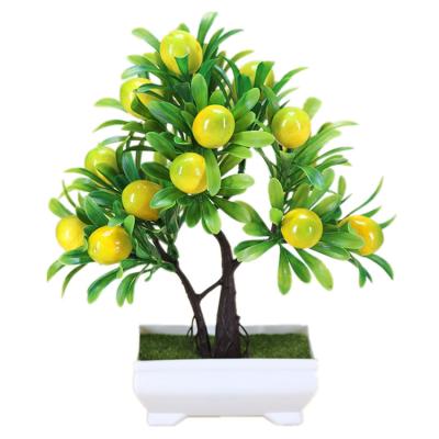 China Plants Wholesale Artificial Potted Lemon Bonsai Farm Plant Green PENZ018 Plastic Fruit Tree for sale