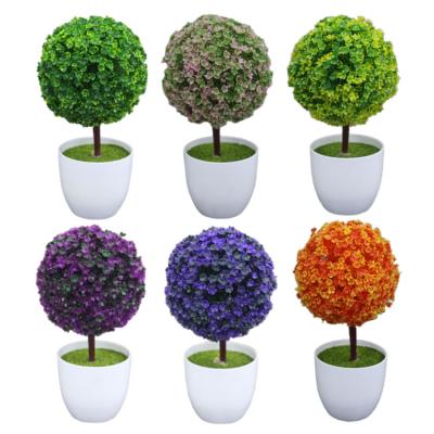 China Real Touch 6 Color PYGC01 Small Ball Shaped Artificial Plants Fake Topiary Balls Oil Hay Shrubs Grass Ball Tree for sale