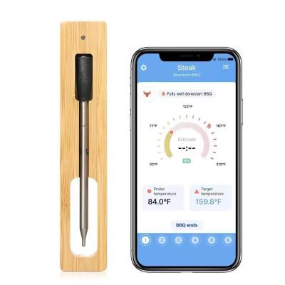 China Free Custom Logo CE FCC Rohs Digital Smart Meat Thermometer Easy Operation For Cooking Food Wireless Thermometer for sale