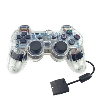 China Analog Gamepad Clear Black Double Vibration Gamepad For PS2 Wired Controller for sale