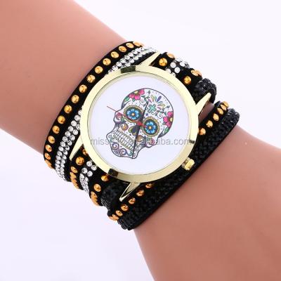 China 2017 Day/Date Aliexpress Top Selling New Style Colorful Skull Wristwatch for sale