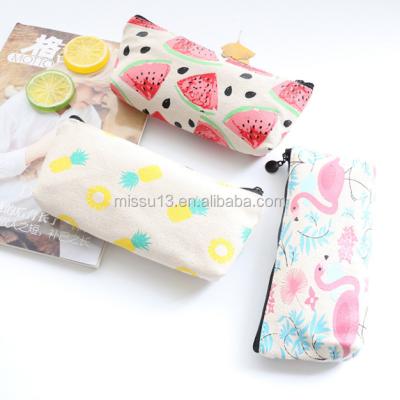 China 2017 factory new watermelon canvas studnent cute pencil case cute pencil case wholesale cheap popular korean popular fruit for sale