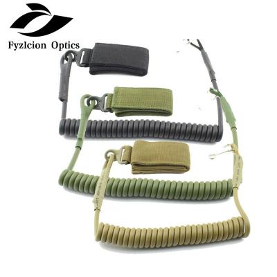 China Tactical Single Spring Lanyard Sling Adjustable Quick Release Durable Nylon Mental Hook Airsoft Pistol Gun Pulling Chasing Strap Fighting Gear for sale