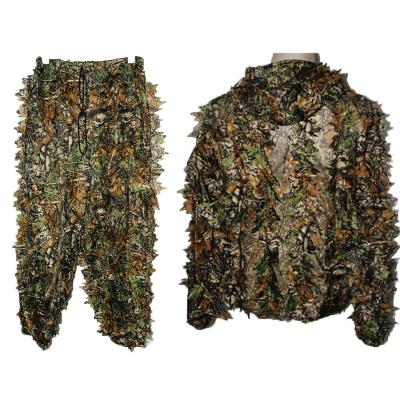 China Polyester Hunting Ghillie Suit 3D Camouflage Leaf Camouflage Jungle Woodland Birdwatching Poncho Bionic Goods Hunting Clothing Jacket for sale