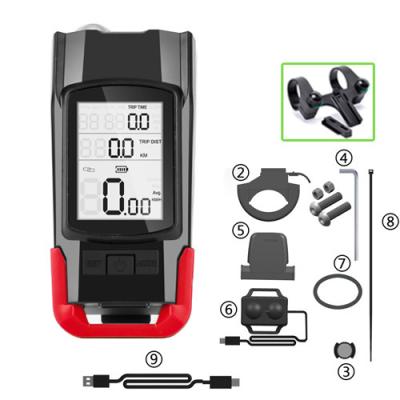 China 200m Wireless Bicycle Headlight Stopwatch Night Riding Waterproof Bicycle Tachometer Mountain Bike Speedometer Road Bike Odometer for sale