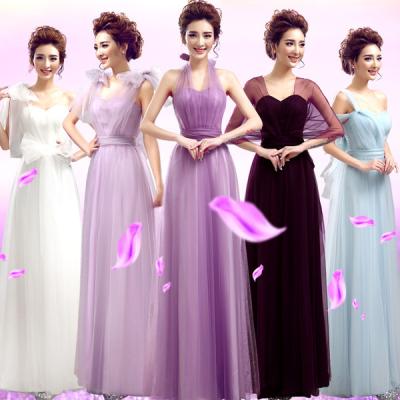 China White Purple Light Purple Color Halter Long Section Bridesmaid Dress Evening Dress TSJY126 for sale