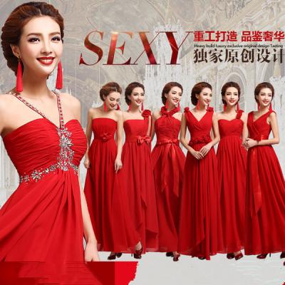 China Red Chiffon One Shoulder Floor Length Gorgeous Evening Dress TSJY123 for sale