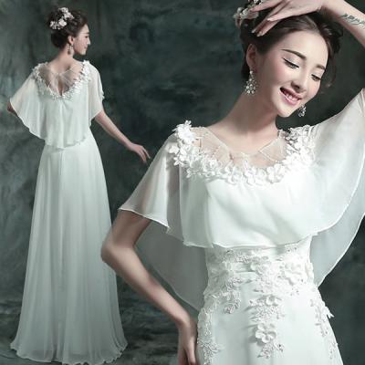 China White Chiffon Lotus Leaf Neck Elegant Evening Dresses TSJY038 for sale