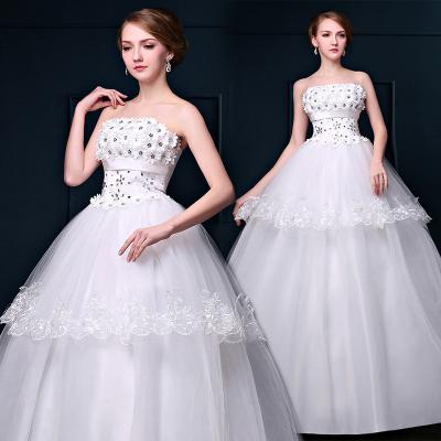 China Hot Sale Appliques Beading Wedding Dress White Princess Waist Organza Wedding Dress for sale