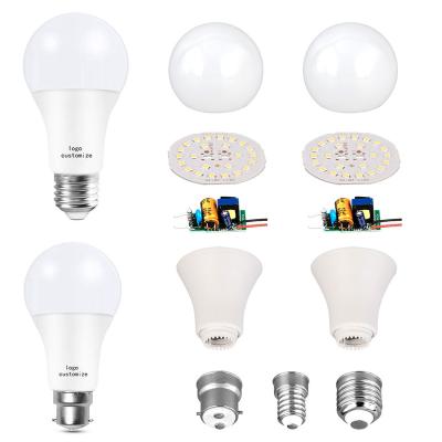 China E27/B22 Residential plastic bulb SKD driver 3w 5w 7w 9w 12w 15w 18w 22w spare part raw material LED plastic bulb SKD for sale