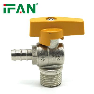 China General IFAN Gas Silver Color Yellow Handle Forged Angle Valve 3/8