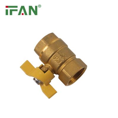 China IFAN General Color Female Threaded Brass Ball Valve Butterfly Yellow Control Handle Gas Valve for sale