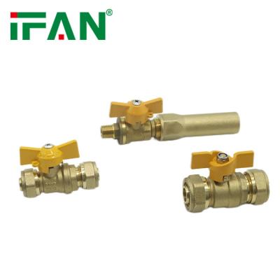 China IFAN General Handle Gas Control Valve Valve Yellow Brass Gas Valve for sale