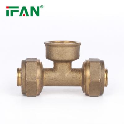 China Joining Pipe Lines IFAN 16-32mm Brass Color Or Customize Plumbing Pipe Fit Natural Gas Fittings Brass Compression Fitting for sale