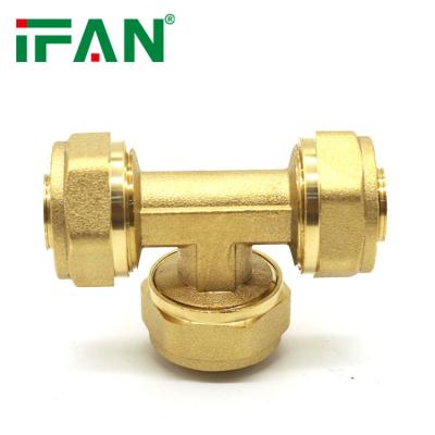 China Joining Lines IFAN China Wholesale High Quality Pex Brass Tee Pipe Brass Pipe Fitting Gas Brass Compression Female Forged Fitting for sale