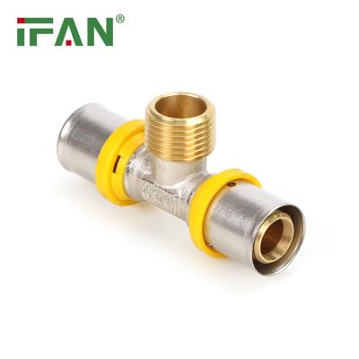 China Joining Pipe Lines IFAN Factory Supply Free Sample Pipe Joining Lines Pex Fittings Press Tee Brass Pex Pipe Fitting for sale