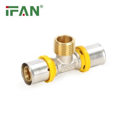 China Joining Lines IFAN OEM Factory Tee Pex Pipe Gas Pipe Brass Fit Press Fitting To Plumb Multilayer Gas Pipe for sale