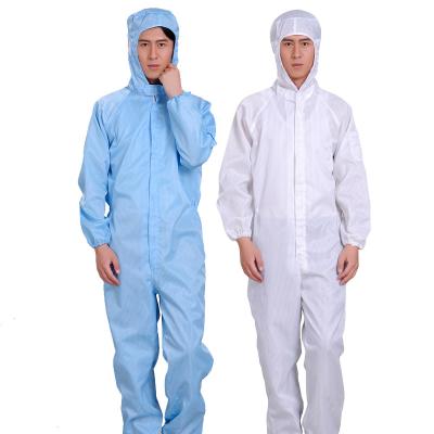 China All Kinds of Dustproof Esd Workshop Clean Anti-static Reusable Unisex Clothing Lab Coats Hood Cleanroom Suit for sale