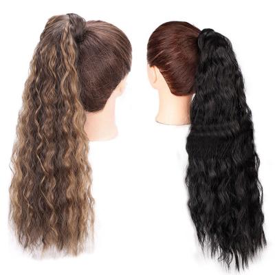 China Natural Fluffy X-Ring Hair High Temperature Fiber With 24inch Wrap Around Ponytail Hair Synthetic Braiding Hair Ponytails for sale