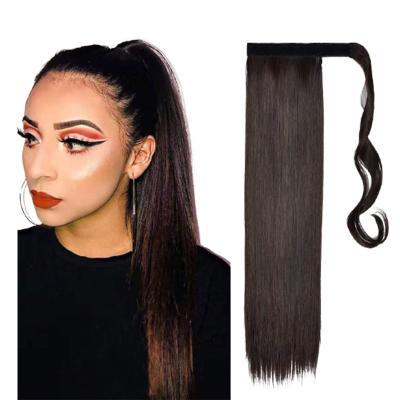 China Popular women's ponytail wig chemical fiber hair extensions long straight hair wig european and american invisible hair piece x-ring for sale