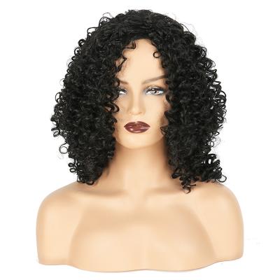 China African Short Curly Afro Wave Faux Hair Wigs Pyrosilk And Synthetic Hair Buffy Afro For Role Playing for sale