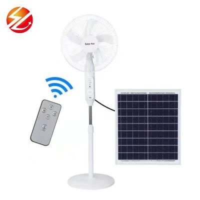 China 16 Inch Stand Hotel Solar Powered Home Height Fan Stand Rechargeable Outdoor Solar Panel Floor Fan With Remote Control for sale