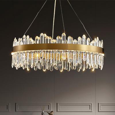 China Creative Modern Postmodern Living Room Light Luxury Glass Pendant Light Round Led Crystal Chandeliers For Villa Restaurant Redroom en venta